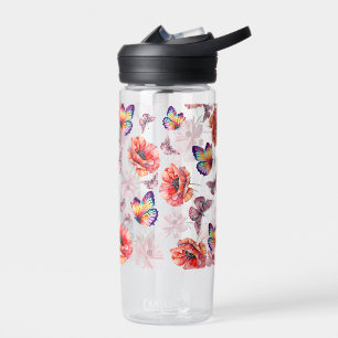 Schmetterlinge und Mohnblumen Trinkflasche