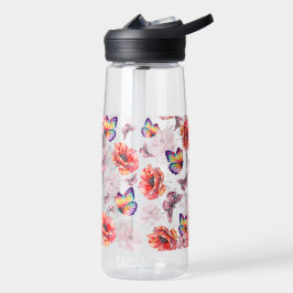 Schmetterlinge und Mohnblumen Trinkflasche