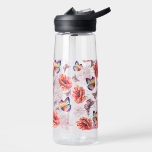 Schmetterlinge und Mohnblumen Trinkflasche
