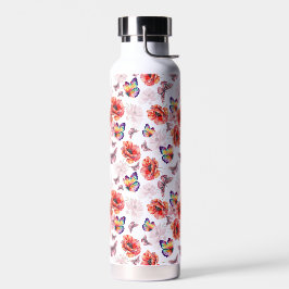 Schmetterlinge und Mohnblumen Trinkflasche