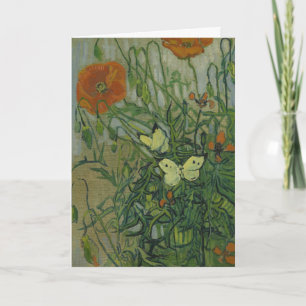Schmetterlinge und Mohnblumen von Vincent van Gogh Karte