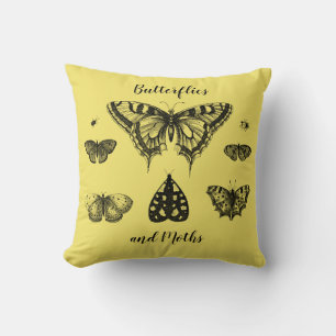 Schmetterlinge und Motten Vintage-Druck Kissen