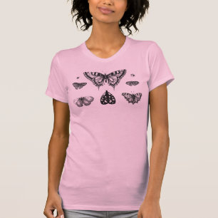 Schmetterlinge und Motten Vintage-Druck T-Shirt