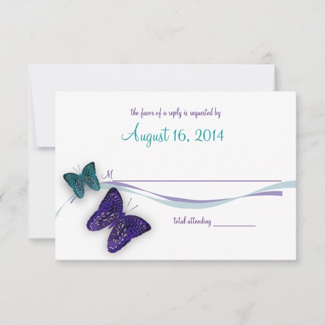 Schmetterlinge und Multifunktionsleisten-Reaktion RSVP Karte (Vorderseite)