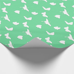 Schmetterlinge und Nadelstreifen - Minzgrün Geschenkpapier