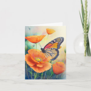 Schmetterlinge und Orange Mohn Botanisch