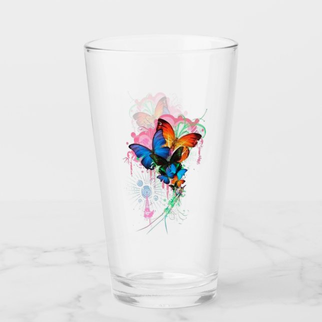 Schmetterlinge und Paint-Spritzer Glas (Vorderseite)