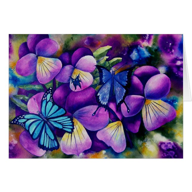 Schmetterlinge und Pansies (Vorderseite (Horizontal))