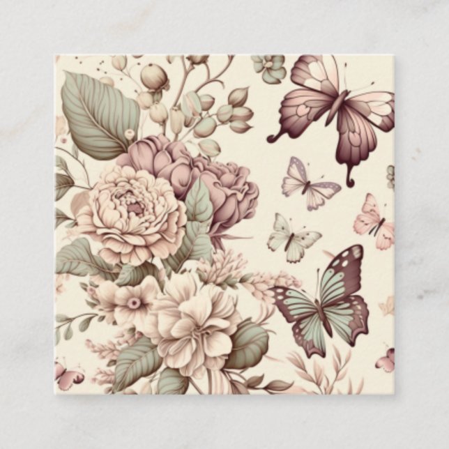 Schmetterlinge und pastellfarbene Blume Begleitkarte (Vorderseite)