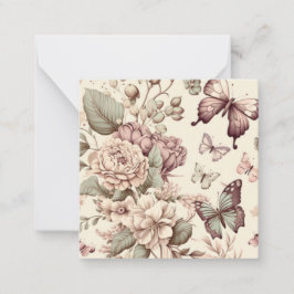 Schmetterlinge und pastellfarbene Blume Mitteilungskarte