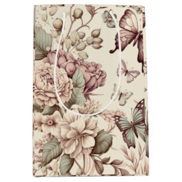 Schmetterlinge und pastellfarbene Blume Mittlere Geschenktüte