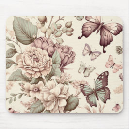 Schmetterlinge und pastellfarbene Blume Mousepad