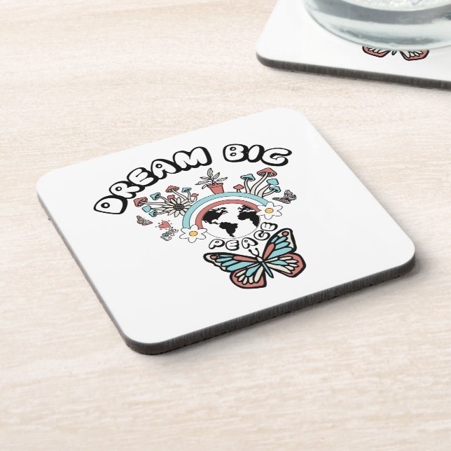 Schmetterlinge und Pilze Träumen Große positive In Getränkeuntersetzer (Linke Seite)