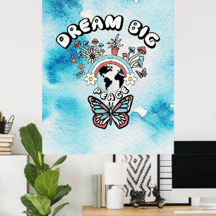 Schmetterlinge und Pilze Träumen Große positive In Poster