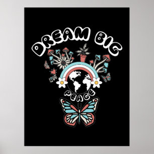 Schmetterlinge und Pilze Träumen Große positive In Poster