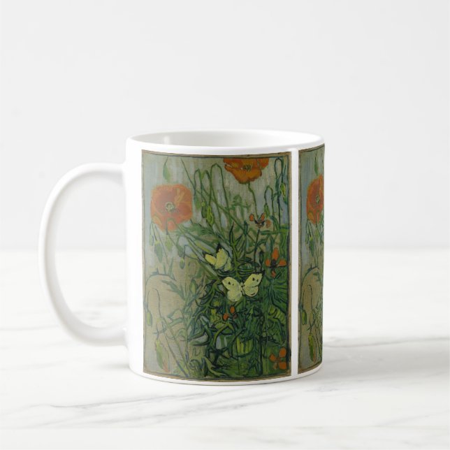 Schmetterlinge und Poppies von Vincent van Gogh Kaffeetasse (Links)