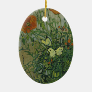 Schmetterlinge und Poppies von Vincent van Gogh Keramik Ornament