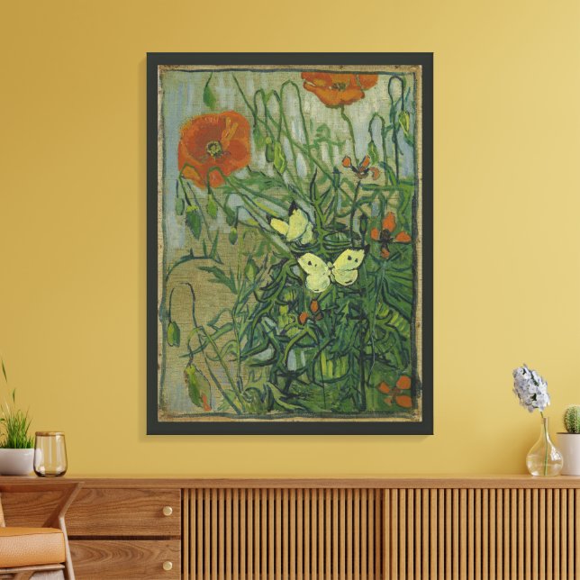 Schmetterlinge und Poppies von Vincent van Gogh Leinwanddruck (Insitu (Wohnzimmer))
