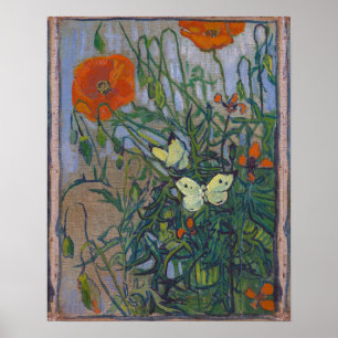 Schmetterlinge und Poppies von Vincent van Gogh Poster