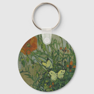 Schmetterlinge und Poppies von Vincent van Gogh Schlüsselanhänger
