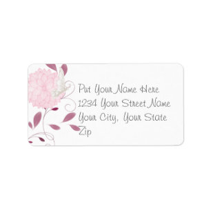 Schmetterlinge und rosa Chrysanthemen Adressaufkleber