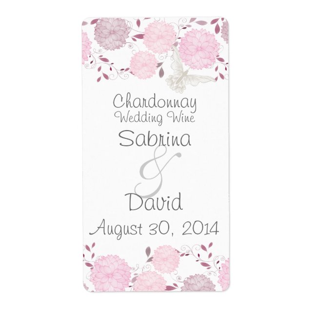 Schmetterlinge und rosa Chrysanthemen Hochzeitwein (Vorne)