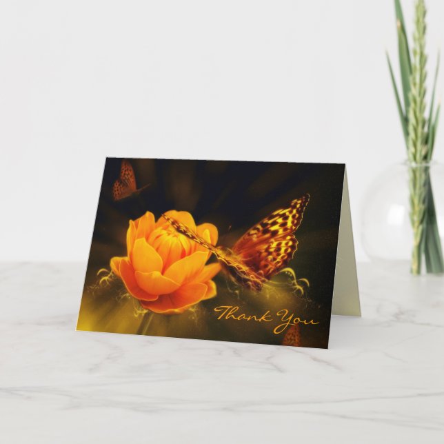 Schmetterlinge und Rose Danke Karte (Vorderseite)