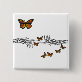 Schmetterlinge und Skelette Button