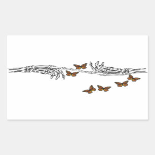 Schmetterlinge und Skelette Rechteckiger Aufkleber