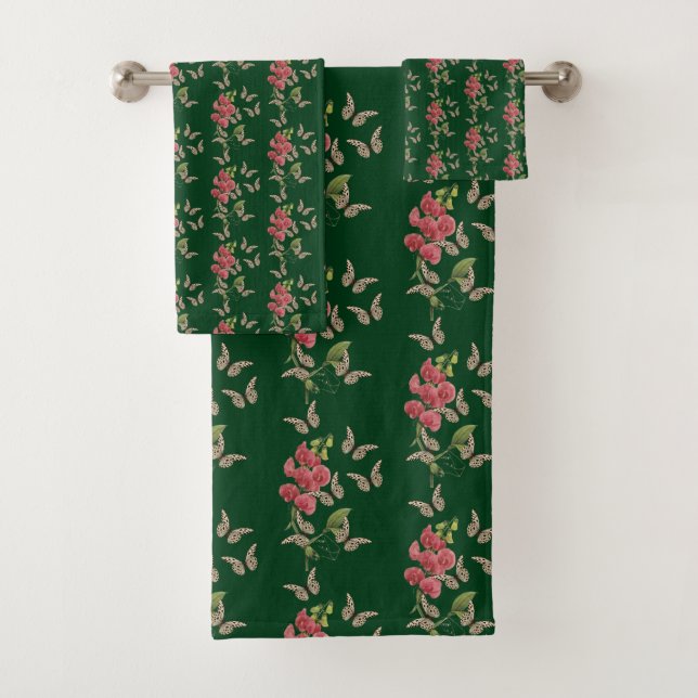 Schmetterlinge und süße Erbsen-Blume      Badhandtuch Set (Insitu)