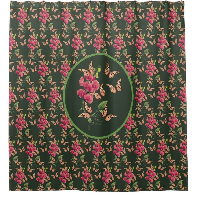 Schmetterlinge und süße Erbsen-Blume Duschvorhang (Vorderseite)