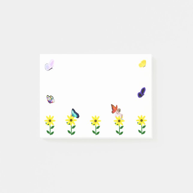 Schmetterlinge und weiche Post-it®-Notizen Post-it Klebezettel (Vorderseite)