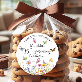 Schmetterlinge und Wildblumen Elegant 85. Geburtst Runder Aufkleber