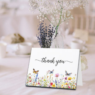 Schmetterlinge und Wildblumen Moderne Schrift Dankeskarte