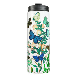Schmetterlinge und Wildblumen Vintag botanisch Thermosbecher