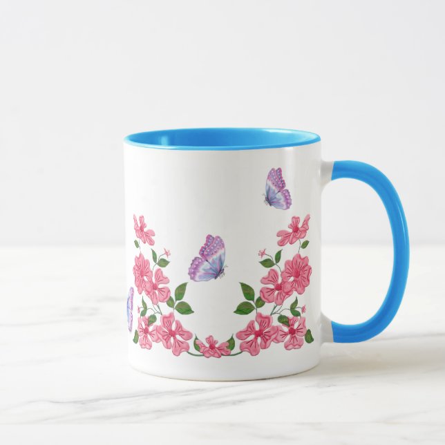 Schmetterlinge und wilde Rosen Tasse (Rechts)