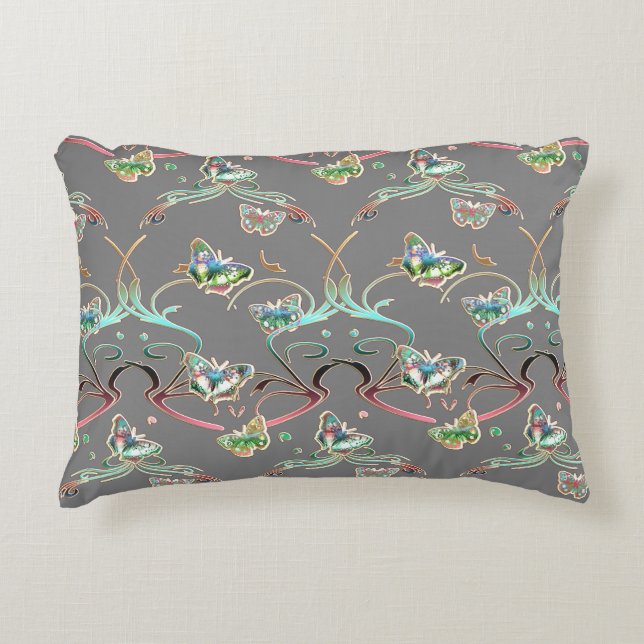 Schmetterlinge Verzierungen Grau  Dekokissen (Vorderseite)