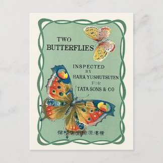 Schmetterlinge Vintage japanische Seidenwerbung Postkarte