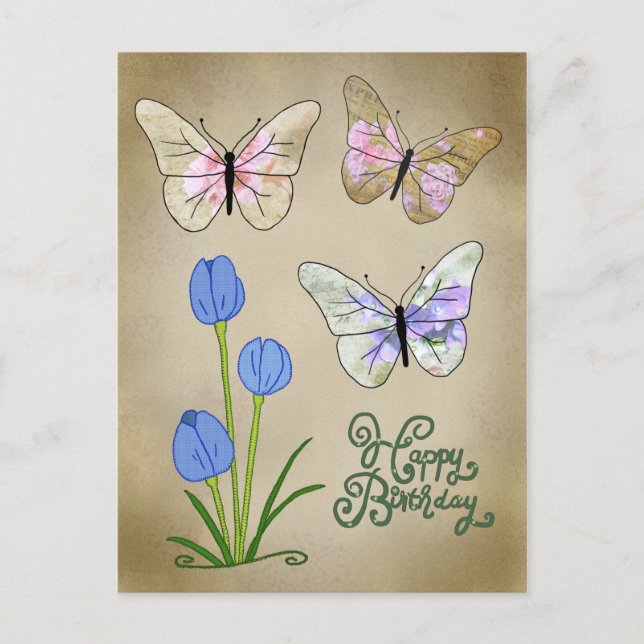 Schmetterlinge vintage postkarte (Vorderseite)