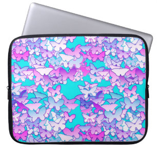 Schmetterlinge, violett und türkis laptopschutzhülle