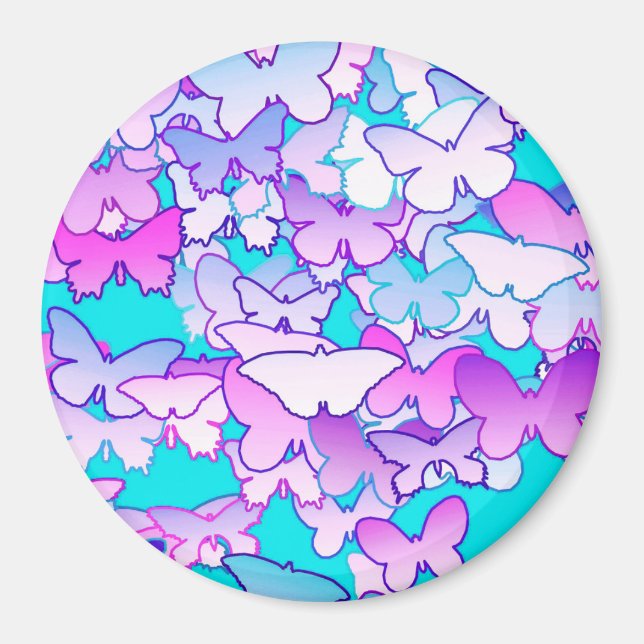Schmetterlinge, violett und türkis magnet (Vorne)