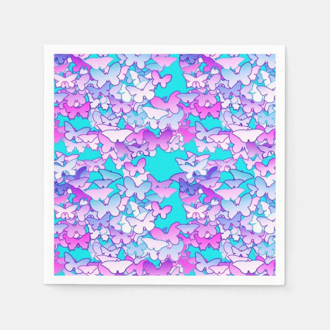 Schmetterlinge, violett und türkis serviette (Vorderseite)