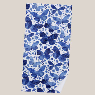 Schmetterlinge Wasserfarbe Blau Strandtuch