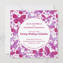 Schmetterlinge Wasserfarbe Magenta Rosa Abend Einladung