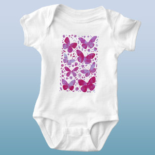 Schmetterlinge Wasserfarbe Magenta Rosa Baby Strampler