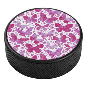 Schmetterlinge Wasserfarbe Magenta Rosa Eishockey Puck