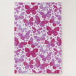 Schmetterlinge Wasserfarbe Magenta Rosa Puzzle<br><div class="desc">Magenta rosa Aquarell Schmetterlingsmalerei,  um Sie für eine Weile verwirrt behalten.</div>