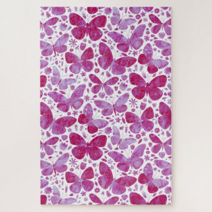 Schmetterlinge Wasserfarbe Magenta Rosa Puzzle
