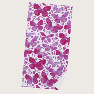Schmetterlinge Wasserfarbe Magenta Rosa Strandtuch