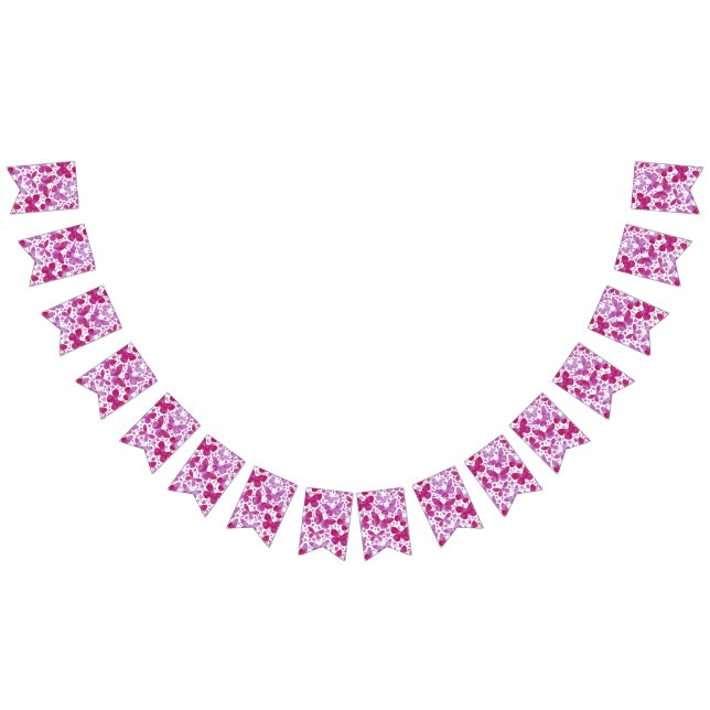 Schmetterlinge Wasserfarbe Magenta Rosa Wimpelkette (Alle)